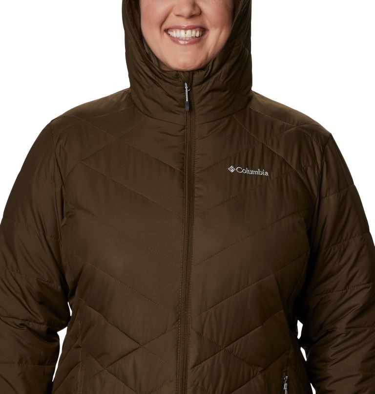 Women's Columbia Heavenly Long Hooded Jackets Dark Brown | Plus Size CA-J8364